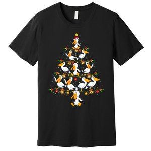 Funny Pelican Birds Lover Xmas Gift Pelican Christmas Tree Premium T-Shirt