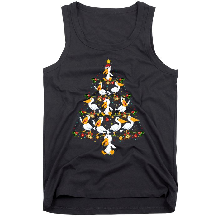 Funny Pelican Birds Lover Xmas Gift Pelican Christmas Tree Tank Top