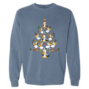 Funny Pelican Birds Lover Xmas Gift Pelican Christmas Tree Garment-Dyed Sweatshirt