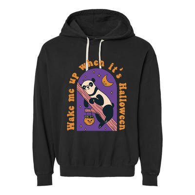 Funny Panda Bear Sleeping Wake Me Up When Its Halloween Meaningful Gift Garment-Dyed Fleece Hoodie