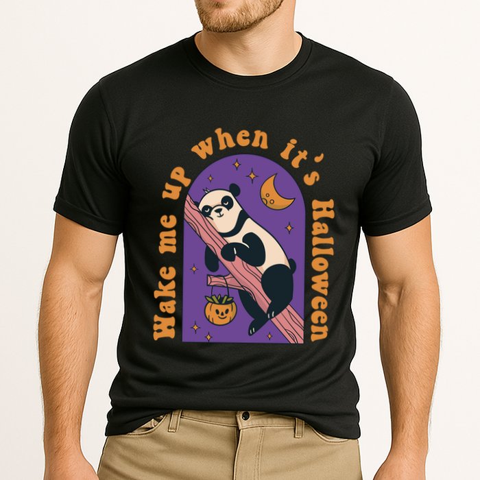 Funny Panda Bear Sleeping Wake Me Up When Its Halloween Meaningful Gift Performance Shirt