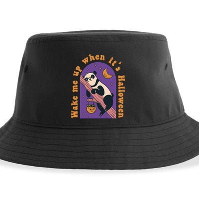 Funny Panda Bear Sleeping Wake Me Up When Its Halloween Meaningful Gift Sustainable Bucket Hat