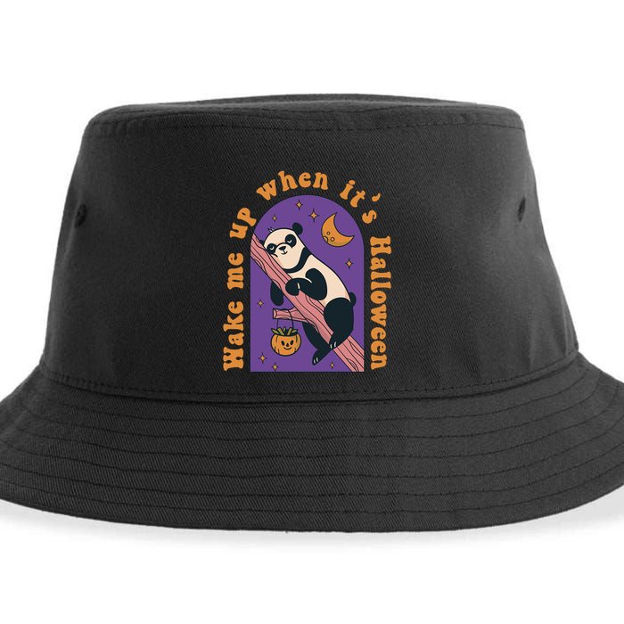 Funny Panda Bear Sleeping Wake Me Up When Its Halloween Meaningful Gift Sustainable Bucket Hat