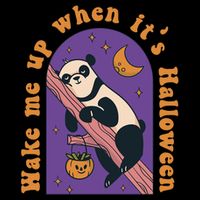 Funny Panda Bear Sleeping Wake Me Up When Its Halloween Meaningful Gift Sustainable Bucket Hat