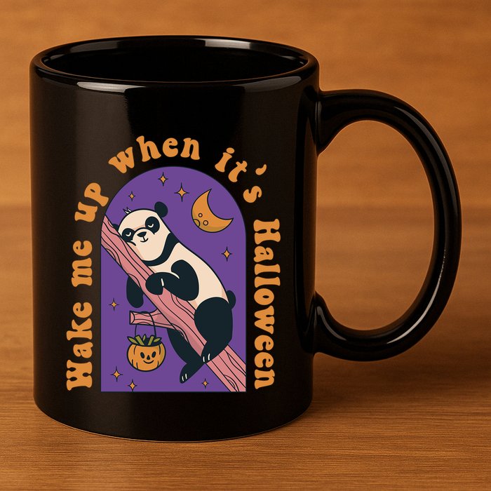 Funny Panda Bear Sleeping Wake Me Up When Its Halloween Meaningful Gift 11oz C Handle Ceramic Mug