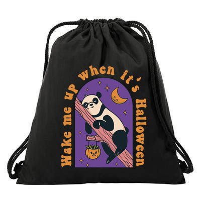 Funny Panda Bear Sleeping Wake Me Up When Its Halloween Meaningful Gift Drawstring Bag