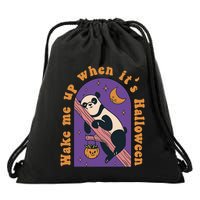 Funny Panda Bear Sleeping Wake Me Up When Its Halloween Meaningful Gift Drawstring Bag
