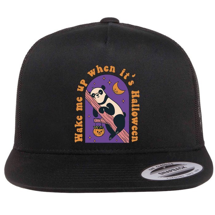 Funny Panda Bear Sleeping Wake Me Up When Its Halloween Meaningful Gift Flat Bill Trucker Hat