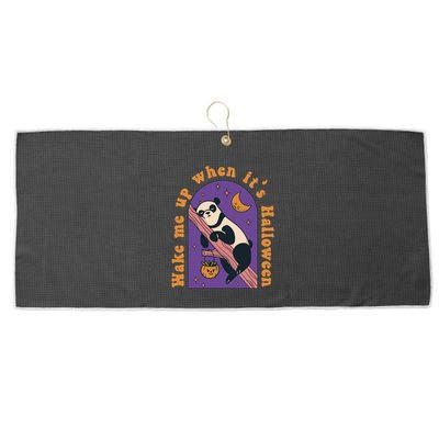 Funny Panda Bear Sleeping Wake Me Up When Its Halloween Meaningful Gift Large Microfiber Waffle Golf Towel