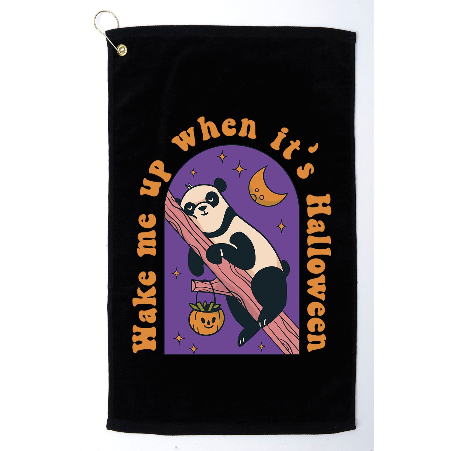 Funny Panda Bear Sleeping Wake Me Up When Its Halloween Meaningful Gift Golf Towel