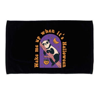 Funny Panda Bear Sleeping Wake Me Up When Its Halloween Meaningful Gift Microfiber Hand Towel