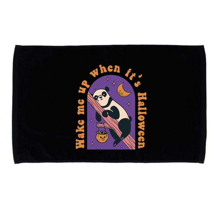Funny Panda Bear Sleeping Wake Me Up When Its Halloween Meaningful Gift Microfiber Hand Towel