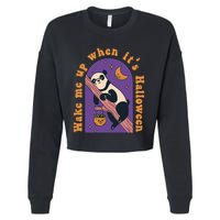 Funny Panda Bear Sleeping Wake Me Up When Its Halloween Meaningful Gift Cropped Pullover Crew