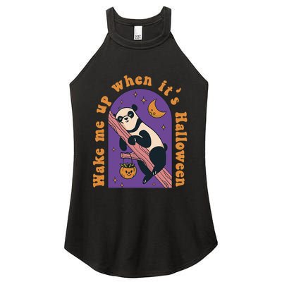 Funny Panda Bear Sleeping Wake Me Up When Its Halloween Meaningful Gift Women's Perfect Tri Rocker Tank