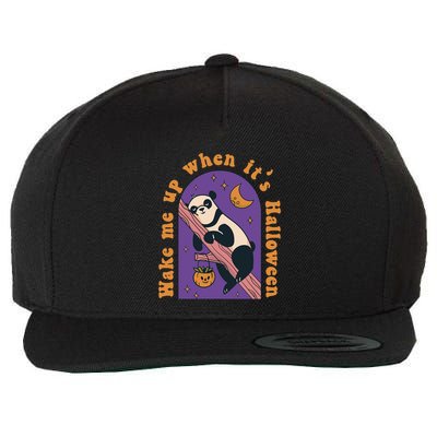Funny Panda Bear Sleeping Wake Me Up When Its Halloween Meaningful Gift Wool Snapback Cap