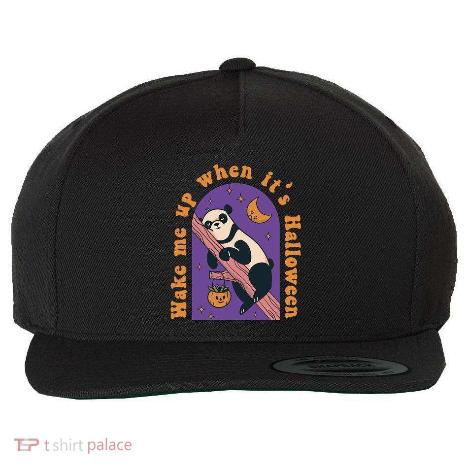 Funny Panda Bear Sleeping Wake Me Up When Its Halloween Meaningful Gift Wool Snapback Cap