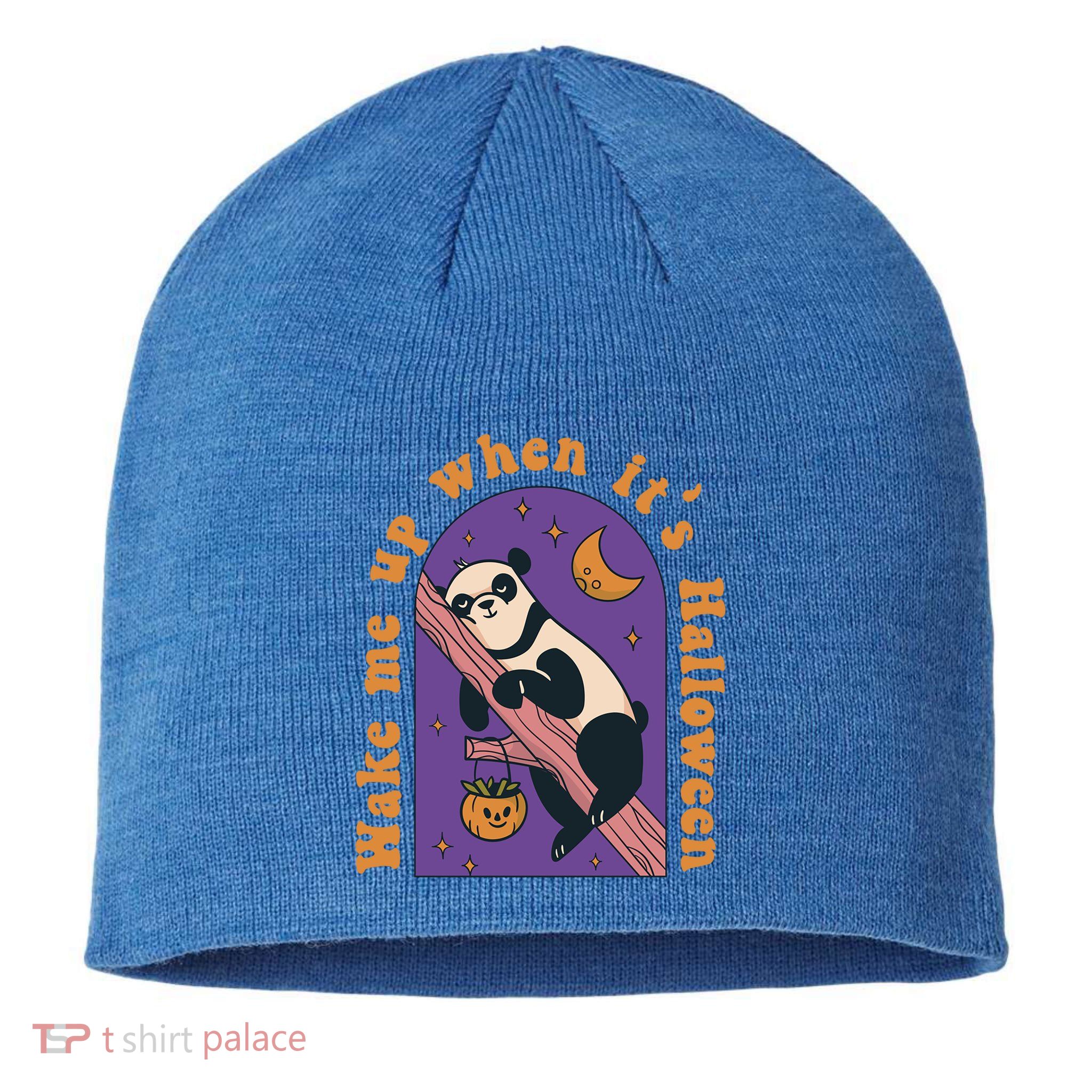 Funny Panda Bear Sleeping Wake Me Up When Its Halloween Meaningful Gift Sustainable Beanie