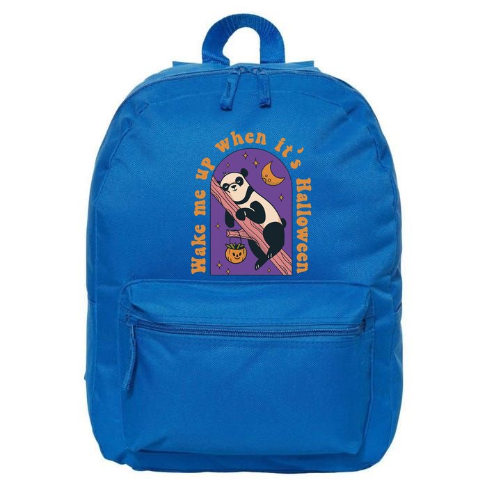 Funny Panda Bear Sleeping Wake Me Up When Its Halloween Meaningful Gift 16 in Basic Backpack