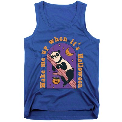 Funny Panda Bear Sleeping Wake Me Up When Its Halloween Meaningful Gift Tank Top