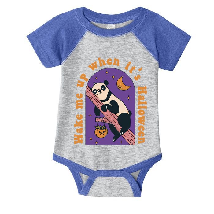 Funny Panda Bear Sleeping Wake Me Up When Its Halloween Meaningful Gift Infant Baby Jersey Bodysuit