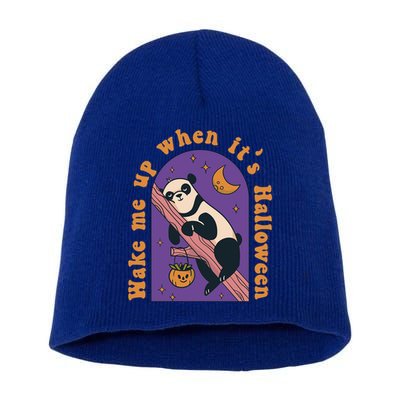 Funny Panda Bear Sleeping Wake Me Up When Its Halloween Meaningful Gift Short Acrylic Beanie