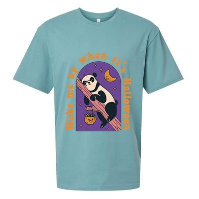 Funny Panda Bear Sleeping Wake Me Up When Its Halloween Meaningful Gift Sueded Cloud Jersey T-Shirt