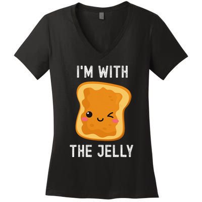 Funny Peanut Butter & Jelly Matching His & Hers Couples Women's V-Neck T-Shirt
