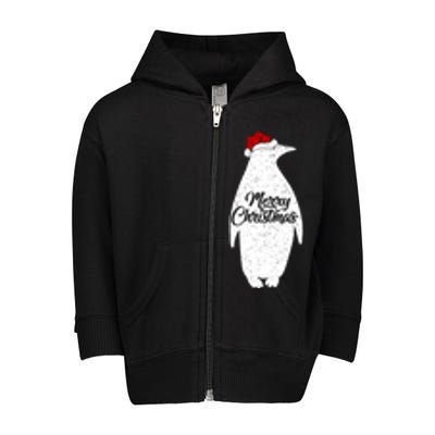 Funny Penguin Bird Lover Xmas Santa Hat Penguin Christmas Gift Toddler Zip Fleece Hoodie