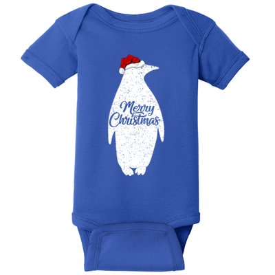 Funny Penguin Bird Lover Xmas Santa Hat Penguin Christmas Gift Baby Bodysuit