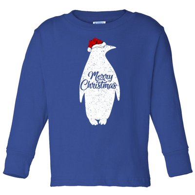 Funny Penguin Bird Lover Xmas Santa Hat Penguin Christmas Gift Toddler Long Sleeve Shirt