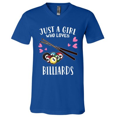 Funny Pool Billiard Lover Just A Who Loves Billiards Gift V-Neck T-Shirt