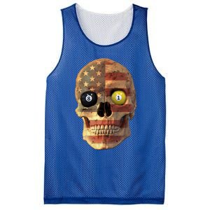 Funny Pool Billiard Snooker Design Skull With Us Flag Gift Mesh Reversible Basketball Jersey Tank