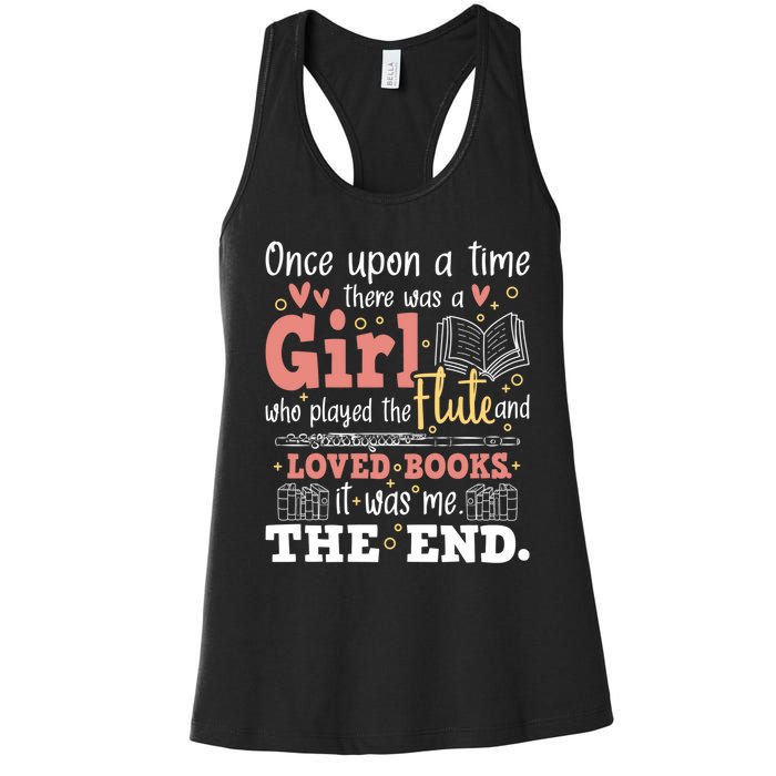 Flute Player Book Lover Flutist Marching Band Musician Women's Racerback Tank