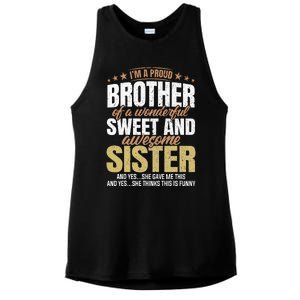 Funny Proud Brother From Awesome Sister Christmas Xmas Famil Ladies PosiCharge Tri-Blend Wicking Tank