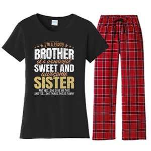 Funny Proud Brother From Awesome Sister Christmas Xmas Famil Women's Flannel Pajama Set