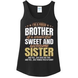 Funny Proud Brother From Awesome Sister Christmas Xmas Famil Ladies Essential Tank