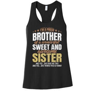 Funny Proud Brother From Awesome Sister Christmas Xmas Famil Women's Racerback Tank