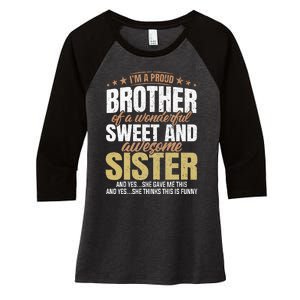 Funny Proud Brother From Awesome Sister Christmas Xmas Famil Women's Tri-Blend 3/4-Sleeve Raglan Shirt