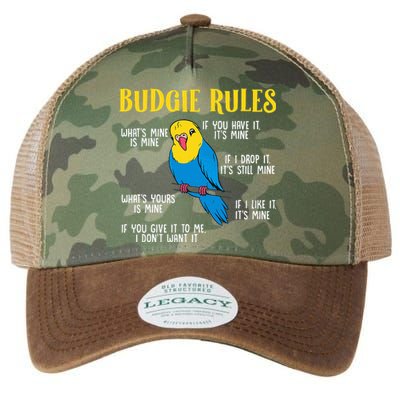 funny Parakeet Budgie Rules Bird Budgerigar Legacy Tie Dye Trucker Hat