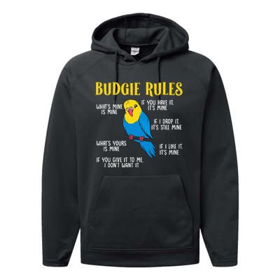 funny Parakeet Budgie Rules Bird Budgerigar Performance Fleece Hoodie