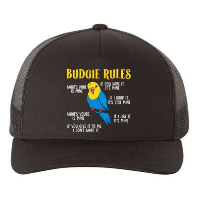 funny Parakeet Budgie Rules Bird Budgerigar Yupoong Adult 5-Panel Trucker Hat