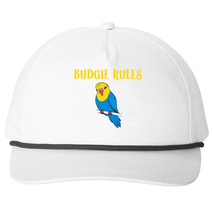 funny Parakeet Budgie Rules Bird Budgerigar Snapback Five-Panel Rope Hat