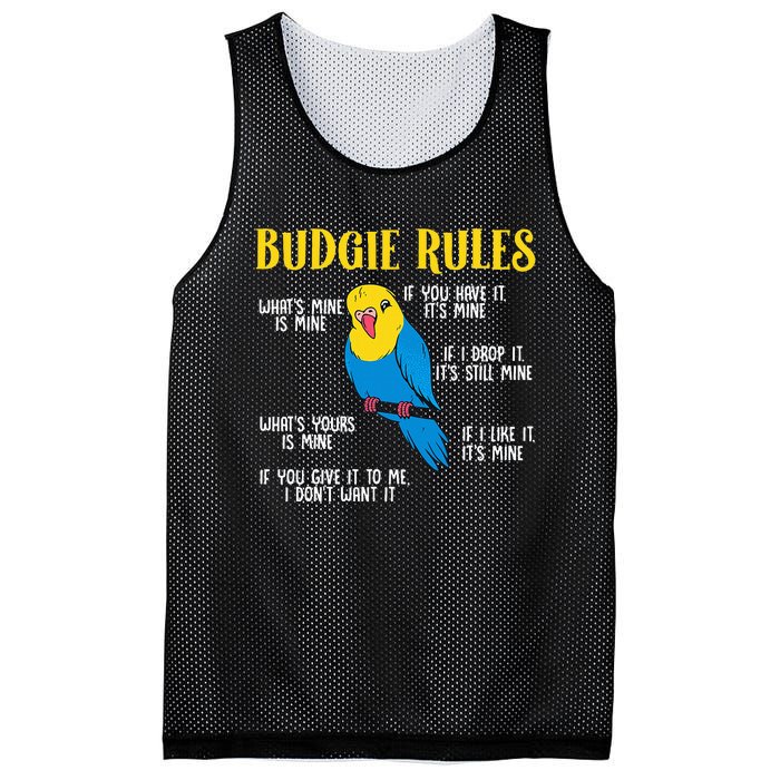 funny Parakeet Budgie Rules Bird Budgerigar Mesh Reversible Basketball Jersey Tank