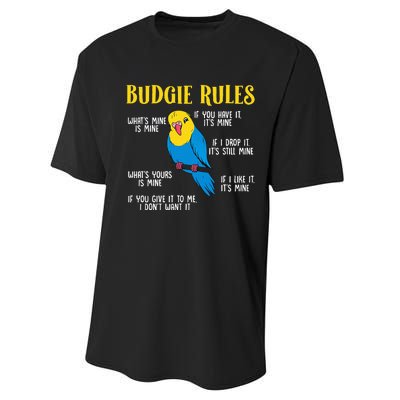 funny Parakeet Budgie Rules Bird Budgerigar Performance Sprint T-Shirt