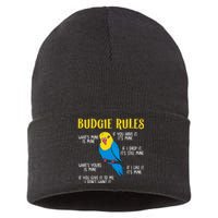 funny Parakeet Budgie Rules Bird Budgerigar Sustainable Knit Beanie