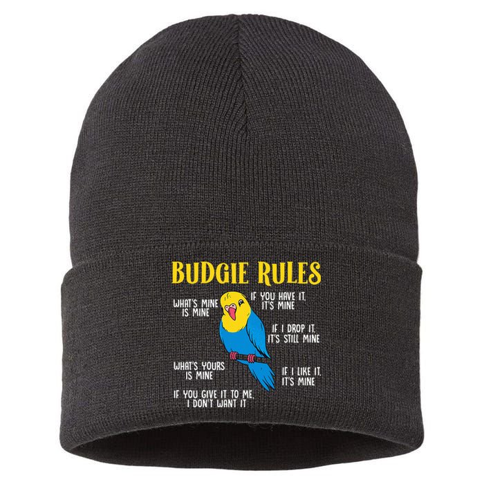 funny Parakeet Budgie Rules Bird Budgerigar Sustainable Knit Beanie