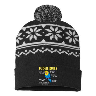 funny Parakeet Budgie Rules Bird Budgerigar USA-Made Snowflake Beanie