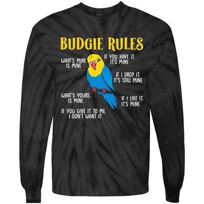 funny Parakeet Budgie Rules Bird Budgerigar Tie-Dye Long Sleeve Shirt