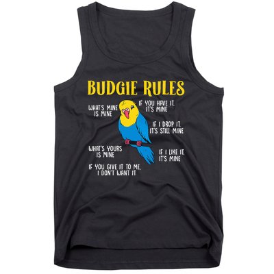 funny Parakeet Budgie Rules Bird Budgerigar Tank Top