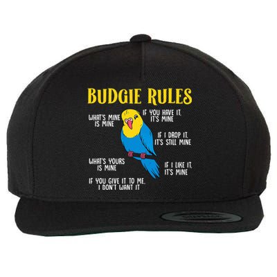 funny Parakeet Budgie Rules Bird Budgerigar Wool Snapback Cap